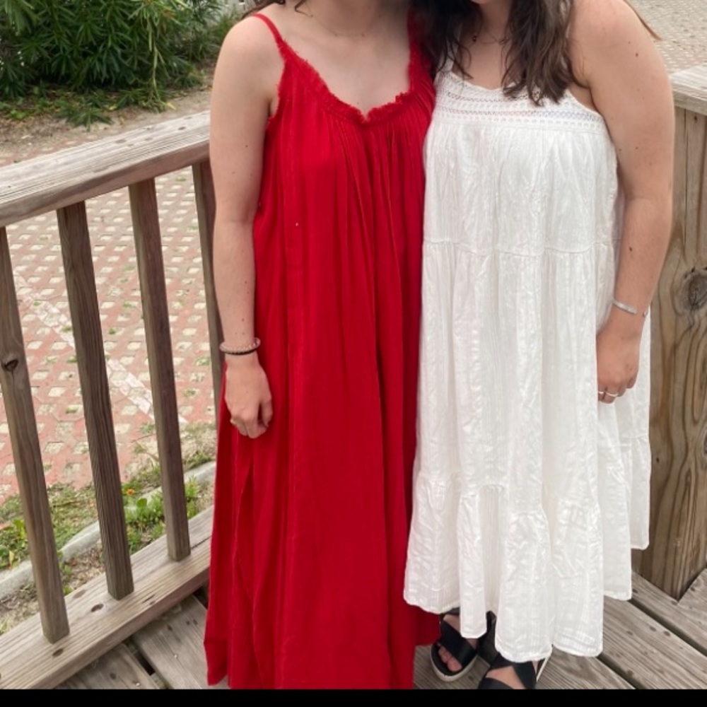 All Saints red tie-back cotton maxi dress